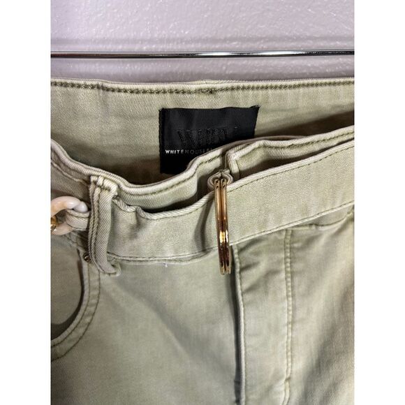 White House Black Market Green High Waist Jeans with Chain Detail Boot Crop 6 - Picture 5 of 7